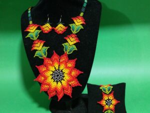 Juego de Mostacilla Collar, Aretes y Pulsera de Mostacilla