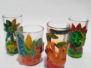 Vasitos de vidrio motivos Indígenas